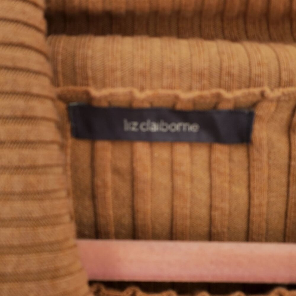 Vintage Liz Claiborne Womens Sweater Button Collar Tan Brown Size Small - Picture 5 of 5